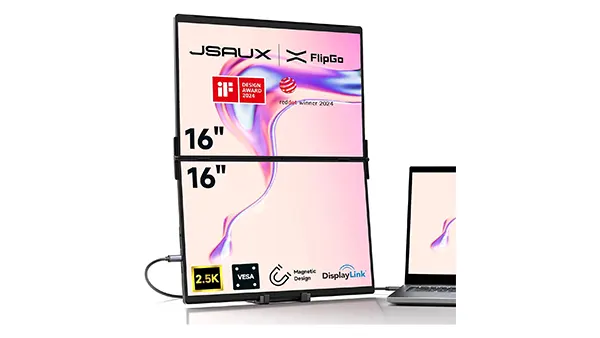JSAUX FlipGo Monitor portátil: Pantalla dual 2.5K y multitarea JSAUX FlipGo Monitor portátil