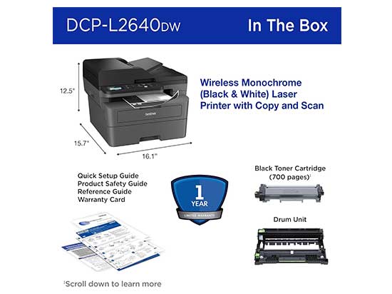 Brother DCP-L2640DW: Impresora Multifunción Láser Monocromática Compacta Brother DCP-L2640DW