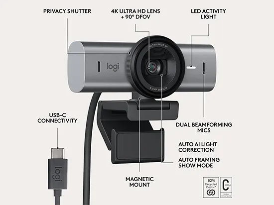 Logitech MX Brio 705 - Cámara web 4K con imagen profesional Logitech MX Brio 705