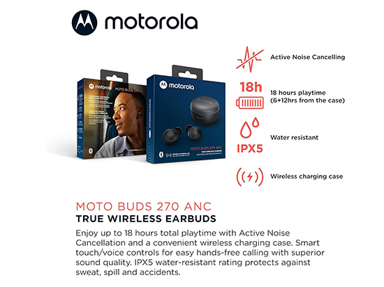 Motorola Moto Buds 270 ANC - Auriculares Inalámbricos con Cancelación de Ruido Motorola Moto Buds