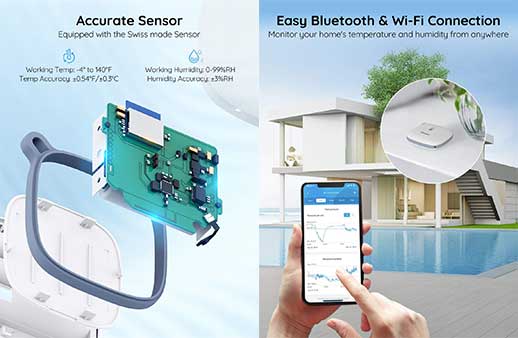 Termómetro higrómetro inteligente Bluetooth temperatura de humedad alerta  de App